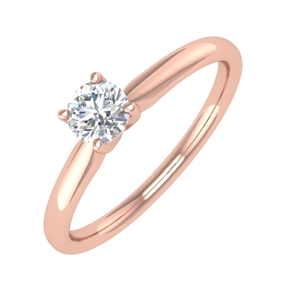 1/5 Carat 4-Prong Set Diamond Solitaire Engagement Ring Band in 14K Rose Gold (Ring Size 9.5)
