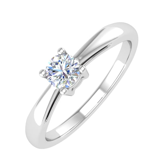 1/5 Carat 4-Prong Set Diamond Solitaire Engagement Ring Band in 14K White Gold (Ring Size 10.75)