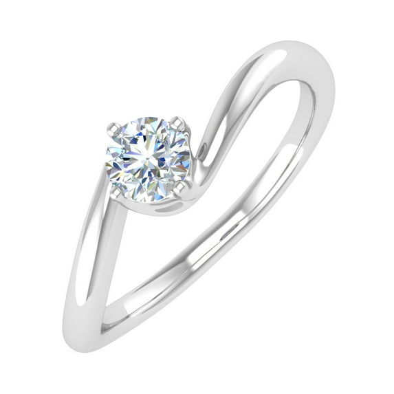1/5 Carat 4-Prong Set Diamond Solitaire Engagement Ring Band in 14K White Gold (Ring Size 9.25)