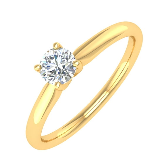 1/5 Carat 4-Prong Set Diamond Solitaire Engagement Ring Band in 14K Yellow Gold (Ring Size 10)