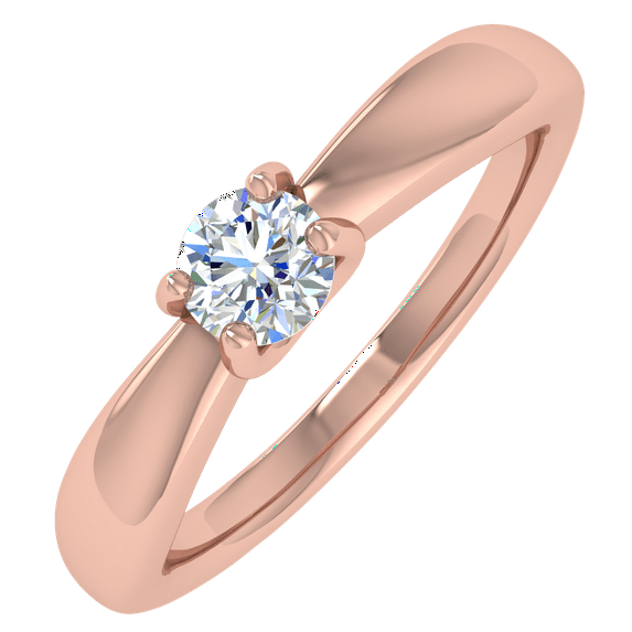1/5 Carat 4-Prong Set Solitaire Diamond Engagement Ring Band in 14K Rose Gold (Ring Size 5.5)