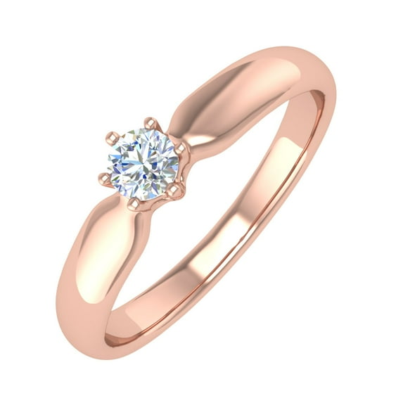 1/5 Carat 6-Prong Set Diamond Solitaire Engagement Ring Band in 14K Rose Gold (Ring Size 6.25)