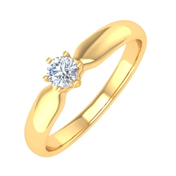 1/5 Carat 6-Prong Set Diamond Solitaire Engagement Ring Band in 14K Yellow Gold (Ring Size 8.75)