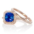 thumbnail image 1 of 1.5 Carat Bestselling Princess Halo Bridal Set with Sapphire and Diamond on 10k White Gold, 1 of 3