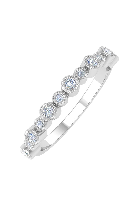 1/5 Carat Bezel Setting Diamond Wedding Band Ring in 10K White Gold (Ring Size 7.5)