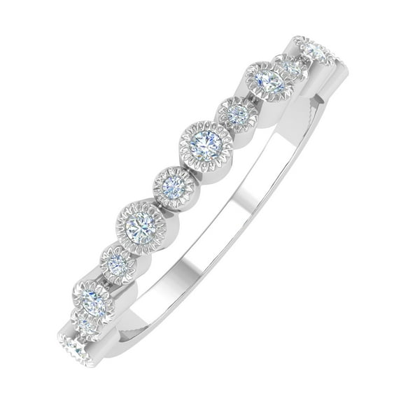 1/5 Carat Bezel Setting Diamond Wedding Band Ring in 14K White Gold (Ring Size 9.5) (I1-I2 Clarity)