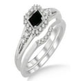 thumbnail image 1 of 1.5 Carat Black Diamond Bridal Set Halo Engagement Ring Bridal Set on 10k White Gold, 1 of 2
