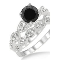 1.5 Carat Black Diamond inertwined Bridal set on 10k White Gold