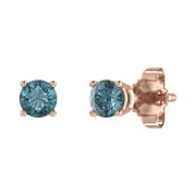 FINEROCK LLC 1/5 Carat Blue Diamond Stud Earrings in 10K Rose Gold