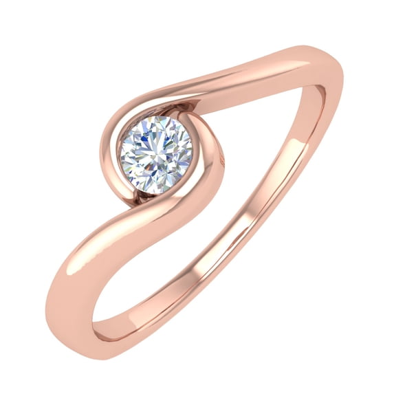 1/5 Carat Channel Set Diamond Solitaire Engagement Ring Band in 14K Rose Gold (Ring Size 8.25)