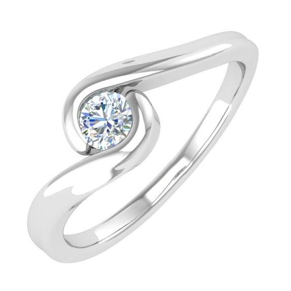 1/5 Carat Channel Set Diamond Solitaire Engagement Ring Band in 14K White Gold (Ring Size 5.75)