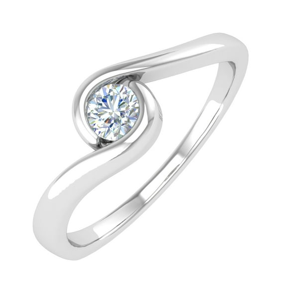 1/5 Carat Channel Set Diamond Solitaire Engagement Ring Band in 14K White Gold (Ring Size 8.5)