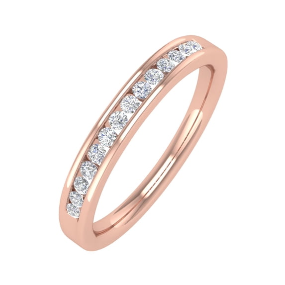 1/5 Carat Channel Set Diamond Wedding Band Ring in 14K Rose Gold (Ring Size 4.25) (I1-I2 Clarity)