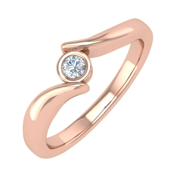 1/5 Carat Channel Set Solitaire Diamond Engagement Ring Band in 10K Rose Gold (Ring Size 8.5)