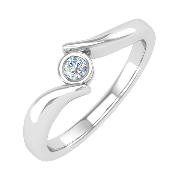 1/5 Carat Channel Set Solitaire Diamond Engagement Ring Band in 10K White Gold (Ring Size 11)