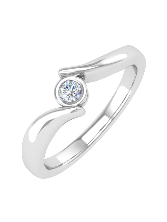 1/5 Carat Channel Set Solitaire Diamond Engagement Ring Band in 10K White Gold (Ring Size 5)
