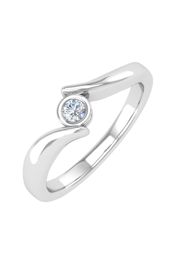 1/5 Carat Channel Set Solitaire Diamond Engagement Ring Band in 14K White Gold (Ring Size 4)