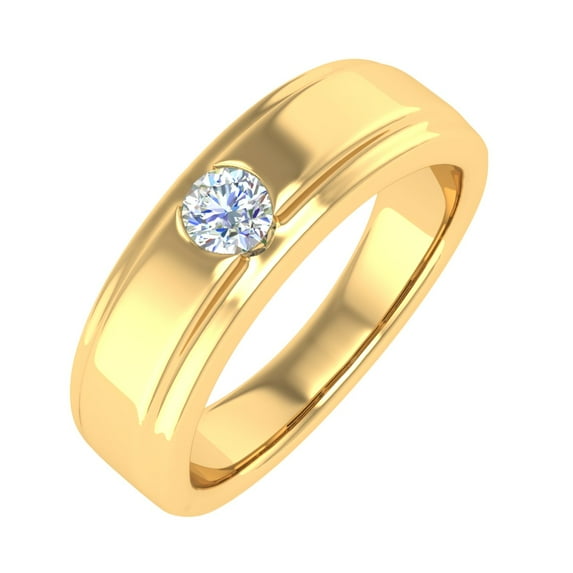 1/5 Carat Channel Set Unisex Diamond Solitaire Wedding Ring Band in 14K Yellow Gold (Ring Size 12.25)