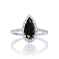 thumbnail image 1 of 1.5 Carat Classic Pear Cut Black Diamond With Diamond Celebrity Engagement Ring in 14k White Gold, 1 of 2