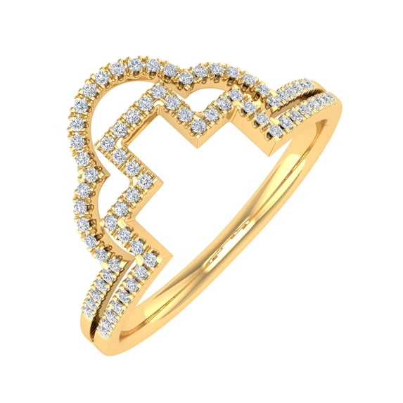1/5 Carat Crown Diamond Wedding Band Ring in 14K Yellow Gold (Ring Size 6.25) (I1-I2 Clarity)