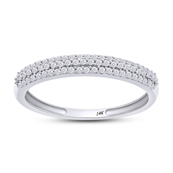 1/5 Carat (Cttw) Round Cut White Natural Diamond 3-Row Wedding Anniversary Band Ring In 14k Solid White Gold (I-J Color, I2-I3 Clarity, 0.20 Cttw) Ring Size-4.5