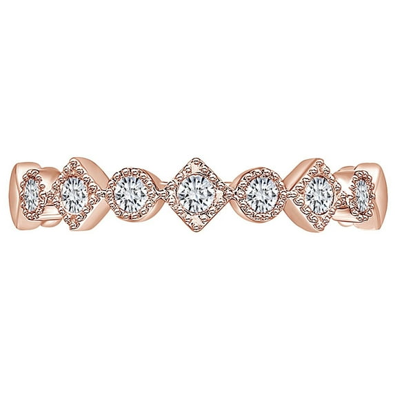 AFFY 1/5 Carat (Cttw) Round Natural Diamond Beautiful Engagement Ring 14K Solid Rose Gold (I-J Color, I2-I3 Clarity, 0.2 Carat (cttw) Ring Size-9.5