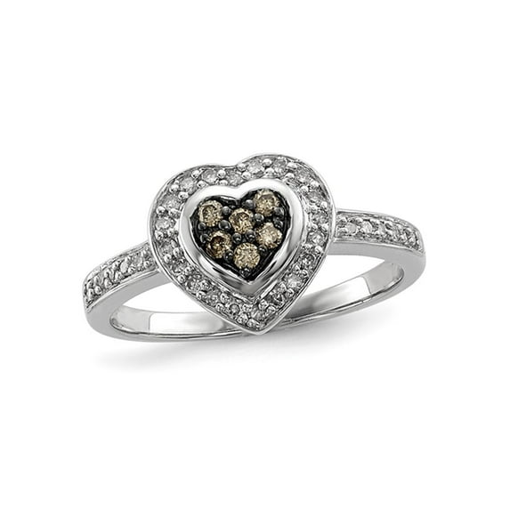 1/5 Carat (Ctw) Champagne Diamond Heart Promise Ring in Sterling Silver