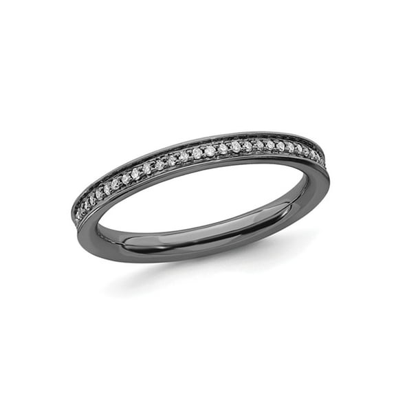 Gem & Harmony 1/5 Carat (Ctw) Diamond Band Ring in Black Plated Sterling Silver for Women