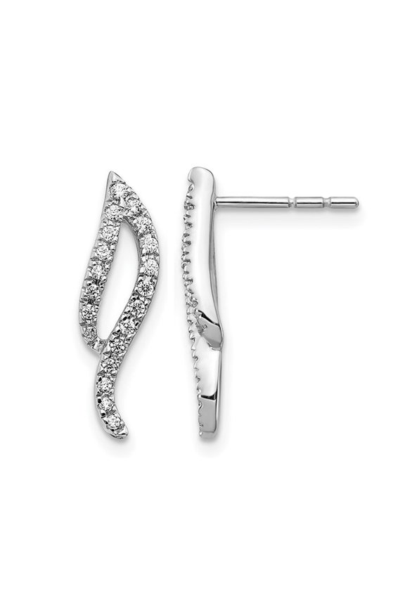 Gem & Harmony 1/5 Carat (Ctw) Diamond Wave Earrings in 14K White Gold for Women