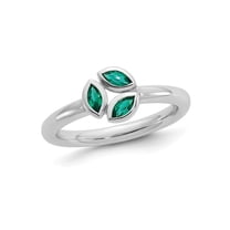 1/5 Carat (Ctw) Lab-Created Emerald Leaf Ring in Sterling Silver