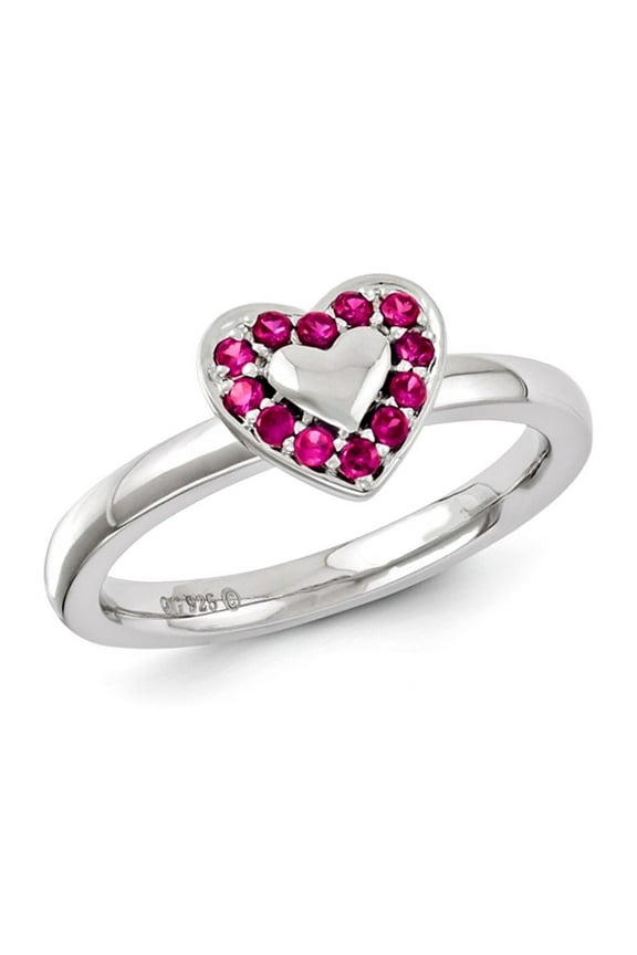 1/5 Carat (Ctw) Lab-Created Ruby Heart Promise Ring in Sterling Silver for Women