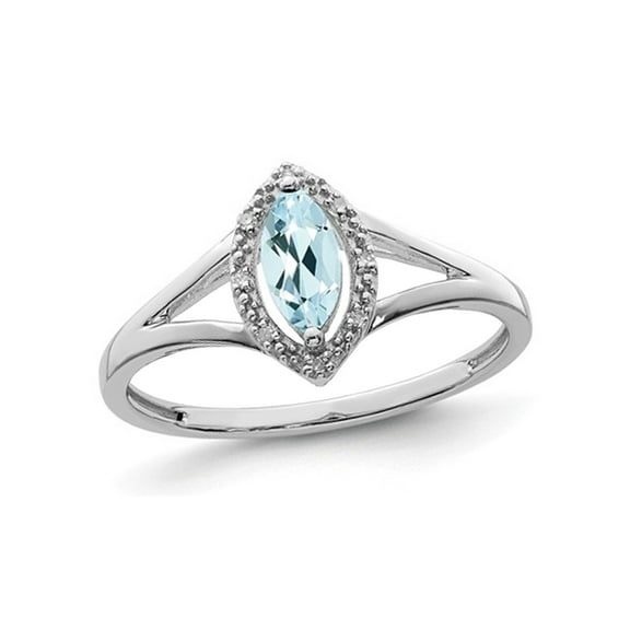 1/5 Carat (Ctw) Marquise-Cut Aquamarine Ring in Sterling Silver
