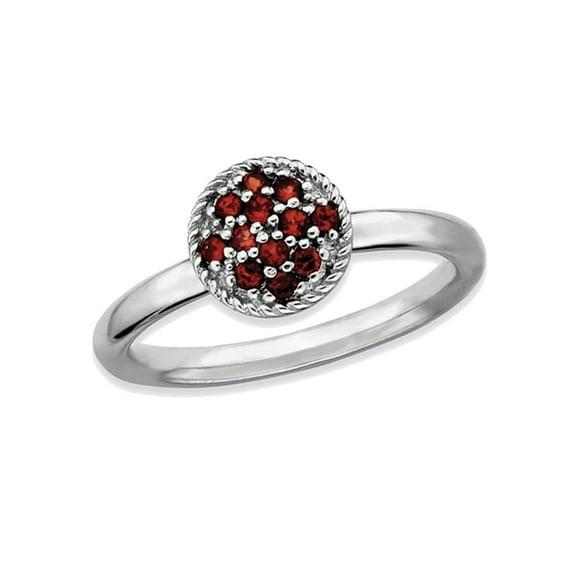 Gem & Harmony 1/5 Carat (Ctw) Natural Garnet Cluster Ring in Sterling Silver for Women