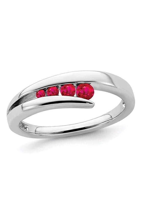 Gem & Harmony 1/5 Carat (Ctw) Natural Ruby Ring in 14K White Gold for Women