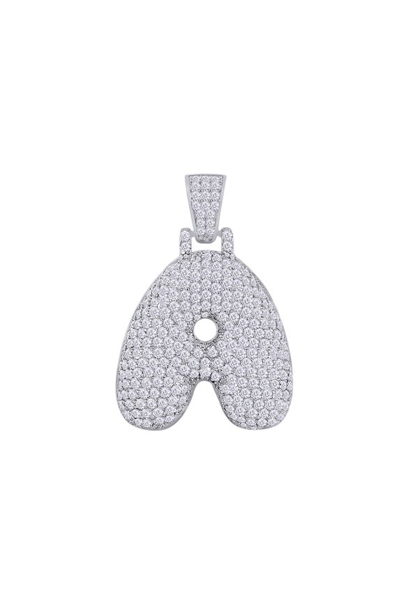 1.5 Carat (Ctw) White Natural Diamond Iced Out Hip Hop "A" Alphabet Charm Pendant In Sterling Silver
