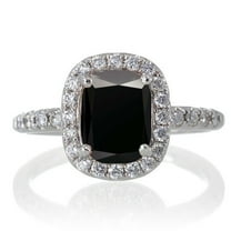 1.5 Carat Cushion Cut Black Diamond Antique Diamond Engagement Ring on 10k White Gold