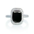 thumbnail image 1 of 1.5 Carat Cushion Cut Classic Black Diamond and diamond Halo Multistone Engagement Ring on 10k White Gold, 1 of 2