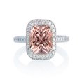 thumbnail image 1 of 1.5 Carat Cushion Cut Classic Morganite and diamond Halo Multistone Engagement Ring on 10k White Gold, 1 of 2