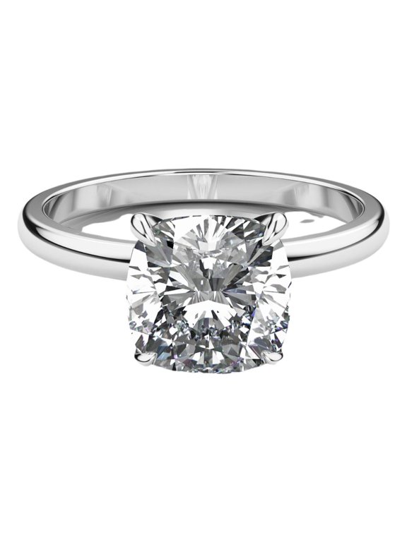 1.5 Carat Cushion Cut Lab Grown Diamond 14k White Gold Solitaire Engagement Ring