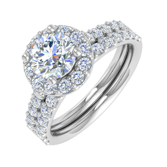 1.5 Carat Diamond Bridal Ring Band Set in 14K White Gold (Ring Size 4.5)