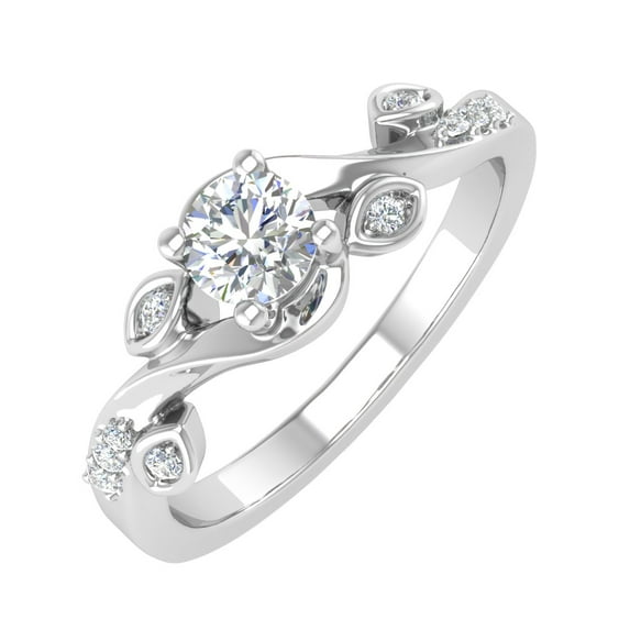 1/5 Carat Diamond Engagement Rings in 14K White Gold (Ring Size 5.25) (I1-I2 Clarity)