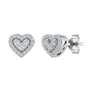 FINEROCK LLC 1/5 Carat Diamond Heart Shaped Stud Earrings in 10K White Gold