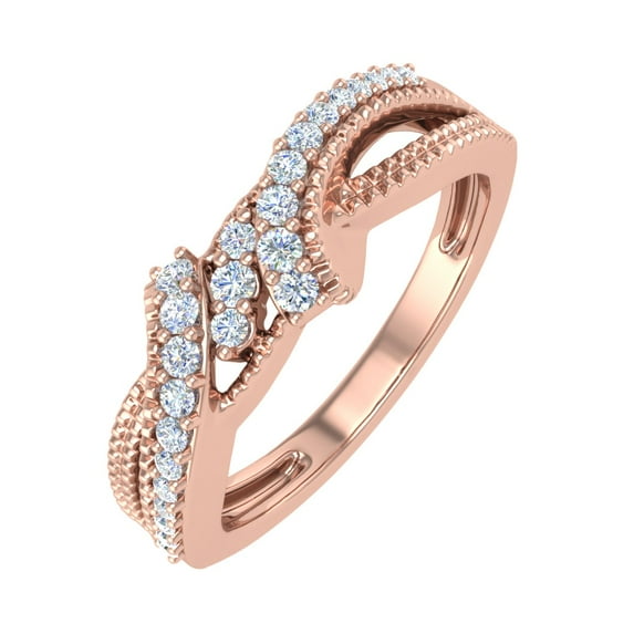 1/5 Carat Diamond Wedding Band Ring in 14K Rose Gold (Ring Size 10.75) (I1-I2 Clarity)