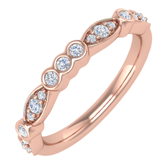 1/5 Carat Diamond Wedding Band Ring in 14K Rose Gold( Ring Size 6.75) (SI1-SI2 Clarity) - IGI Certified