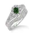 thumbnail image 1 of 1.5 Carat Emerald & Diamond Antique Floral Bridal set on 10k White Gold, 1 of 3