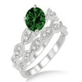 thumbnail image 1 of 1.5 Carat Emerald & Diamond inertwined Bridal setRound cut diamond on 10k White Gold, 1 of 3