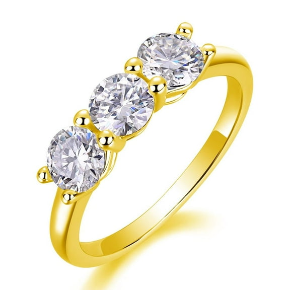 1.5 Carat Gold Moissanite Rings for Women D Color VVS1 925 Sterling Silver Round Cut Moissanite Wedding Rings Lab Created Diamond Rings Simulated Diamond Engagement Ring