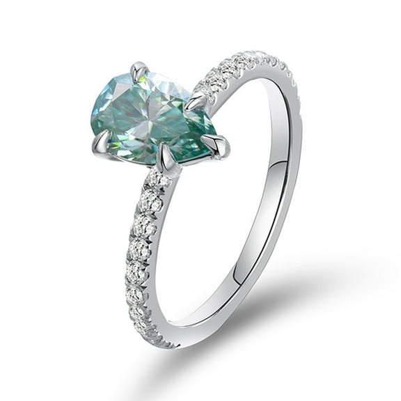 1.5 Carat Luxury 925 Sterling Silver Green Moissanite Ring for Women temperament and fashion parties engagements weddings anniversaries gifts