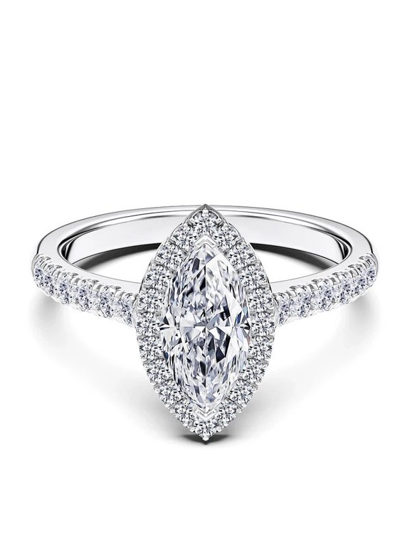 1.5 Carat Marquise Lab Created Diamond Solitaire Ring for Women Classic Engagement Ring