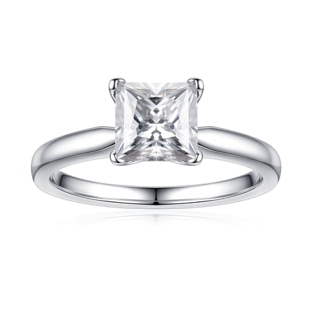 1.5 Carat Moissanite Four-Prongs Engagement Ring 925 Sterling Silver Princess Cut Diamond Ring Wedding Band Promise Rings for Women